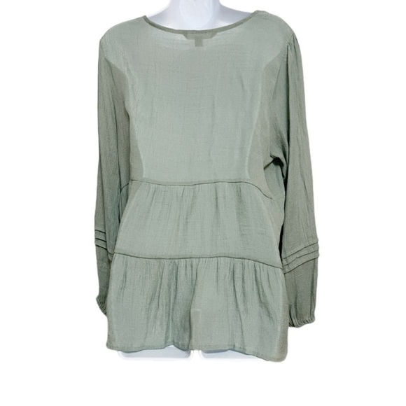 Zac & Rachel V-Neck Lace Trim Peasant Top - Picture 2 of 4